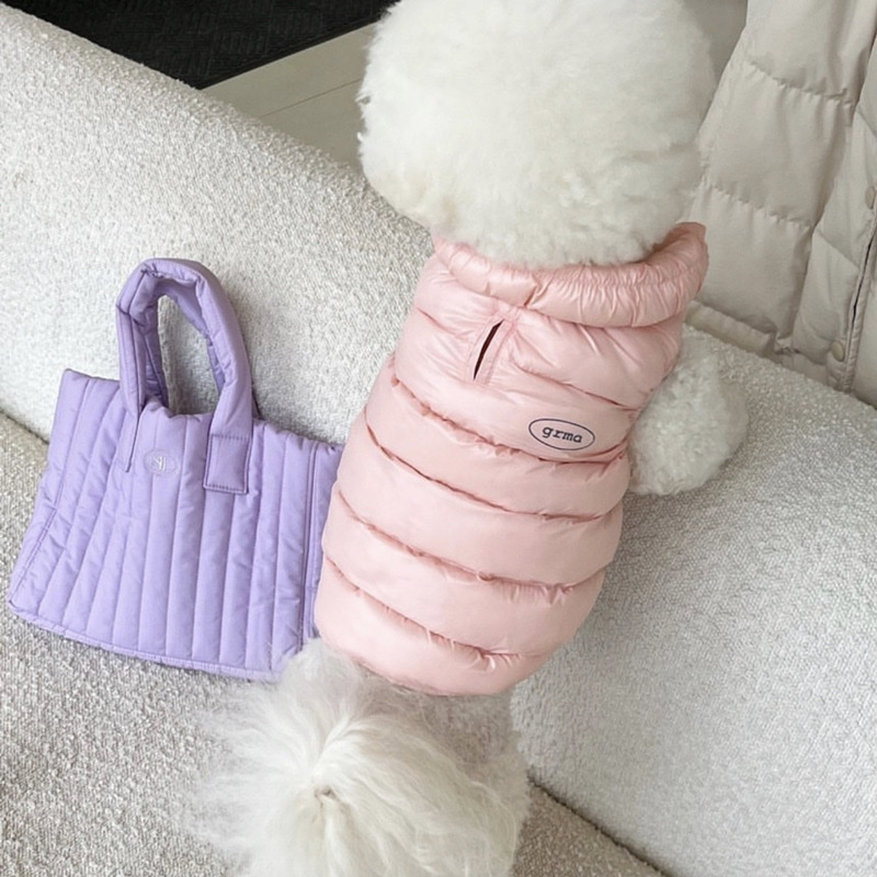 Pink XL size Dog Winter Coat Quilted Puffer Jacket - Warm Cotton Padded Vest for Small Dogs, High Collar Pet Clothes for Chihuahua Yorkie Poodle Bichon Schnauzer, Lightweight Cold Weather Dog Apparel with Elastic Cuffs - view 4