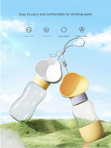 White 600ml Portable Dog Water Bottle - Leak-Proof Pet Travel Water Dispenser, Cloud-Shaped Drinking Bowl, Twist-to-Dispense Design, BPA-Free HIPS/PET Material for Walking Hiking Travel - view 2