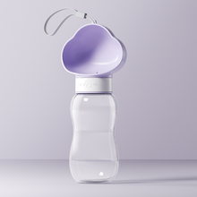Purple 600ml Portable Dog Water Bottle - Leak-Proof Pet Travel Water Dispenser, Cloud-Shaped Drinking Bowl, Twist-to-Dispense Design, BPA-Free HIPS/PET Material for Walking Hiking Travel