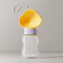 Yellow 350ml Portable Dog Water Bottle - Leak-Proof Pet Travel Water Dispenser, Cloud-Shaped Drinking Bowl, Twist-to-Dispense Design, BPA-Free HIPS/PET Material for Walking Hiking Travel