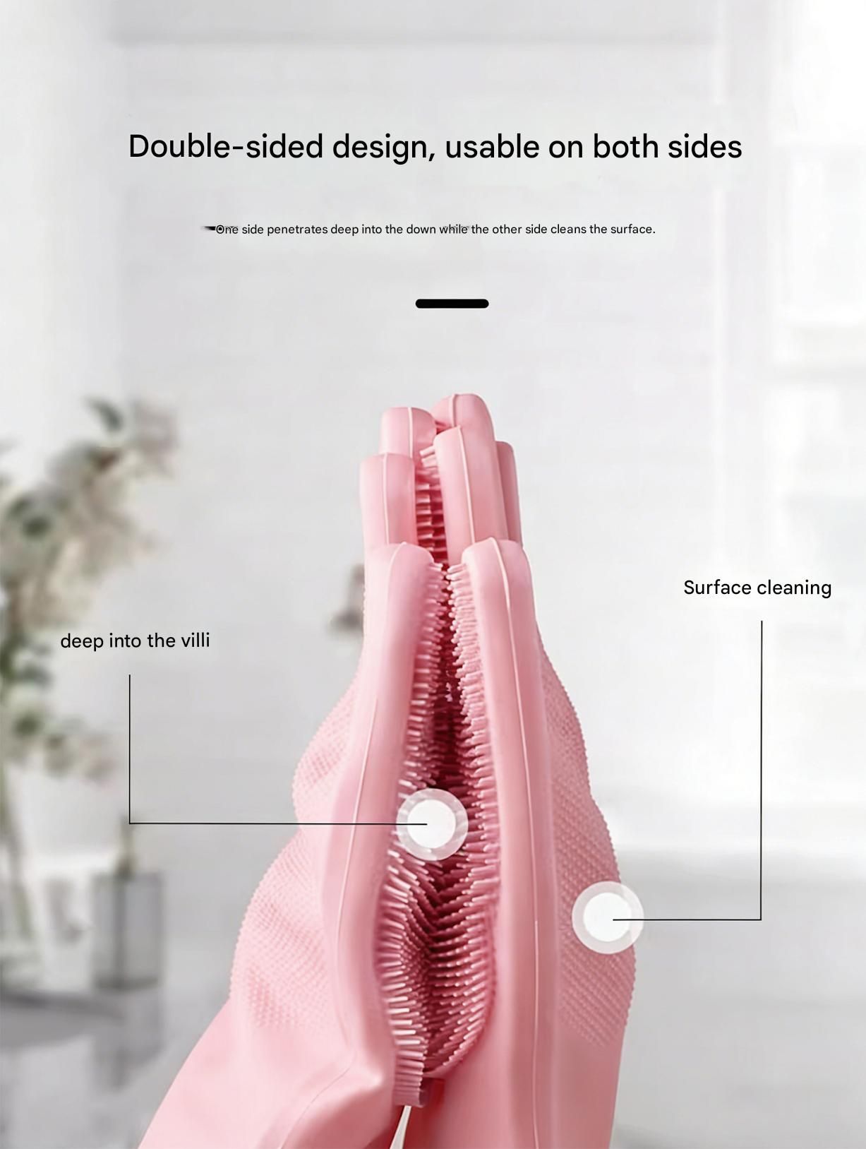 Pink Silicone Pet Bathing Gloves - Pink Double-Sided Design for Cats and Dogs - Gentle Massage, Easy Lather, Durable and Waterproof, Ideal for Pet Grooming and Home Use - view 7