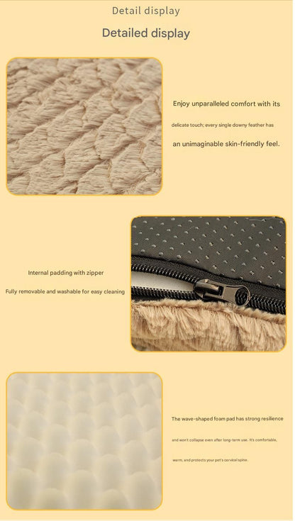Pink M size Pet Dog Bed Mat - Plush Short Fur Cover with Wave Foam Padding - Washable Removable Cover, Non-Slip Base, Warm Winter Cushion for Dogs and Cats, Multiple Sizes - view 6