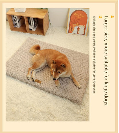 Pink L size Pet Dog Bed Mat - Plush Short Fur Cover with Wave Foam Padding - Washable Removable Cover, Non-Slip Base, Warm Winter Cushion for Dogs and Cats, Multiple Sizes - view 4
