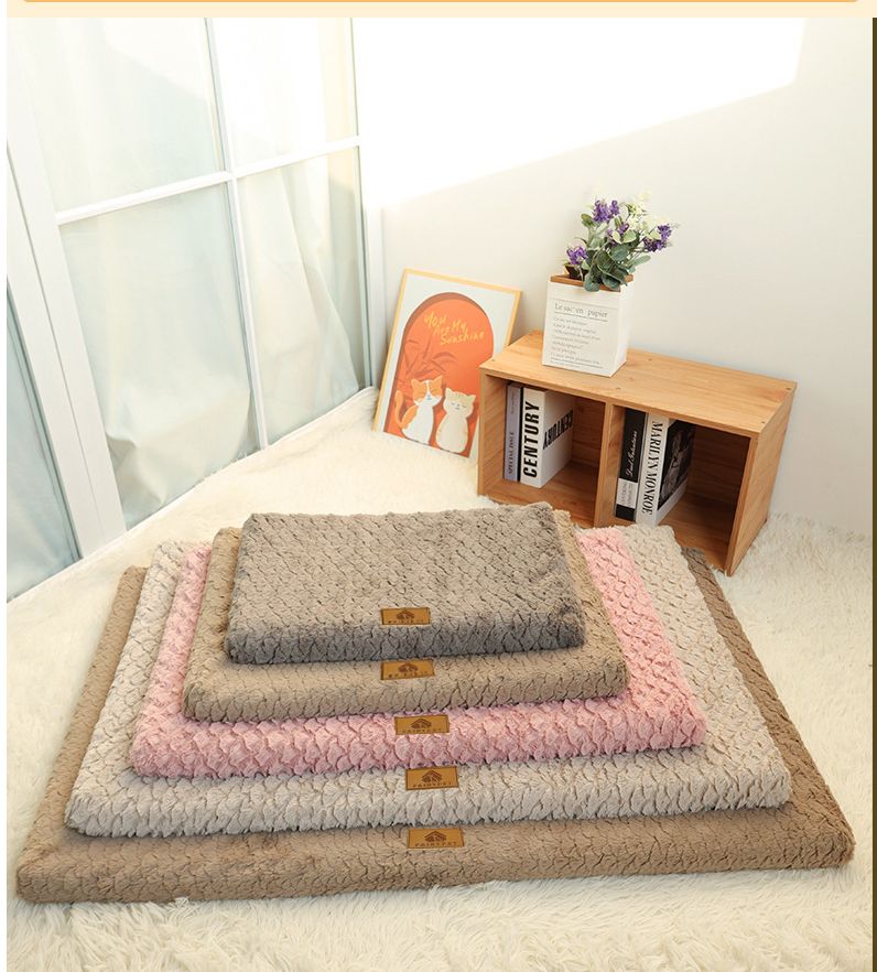 Pink XL size Pet Dog Bed Mat - Plush Short Fur Cover with Wave Foam Padding - Washable Removable Cover, Non-Slip Base, Warm Winter Cushion for Dogs and Cats, Multiple Sizes - view 9