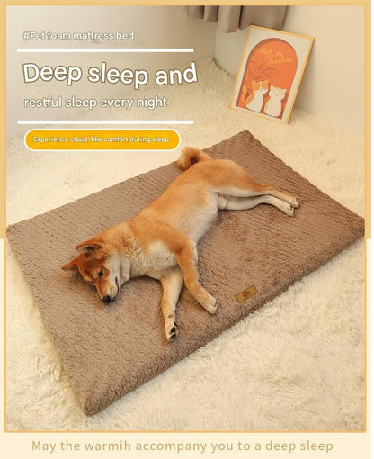 Silver-gray XL size Pet Dog Bed Mat - Plush Short Fur Cover with Wave Foam Padding - Washable Removable Cover, Non-Slip Base, Warm Winter Cushion for Dogs and Cats, Multiple Sizes - view 2