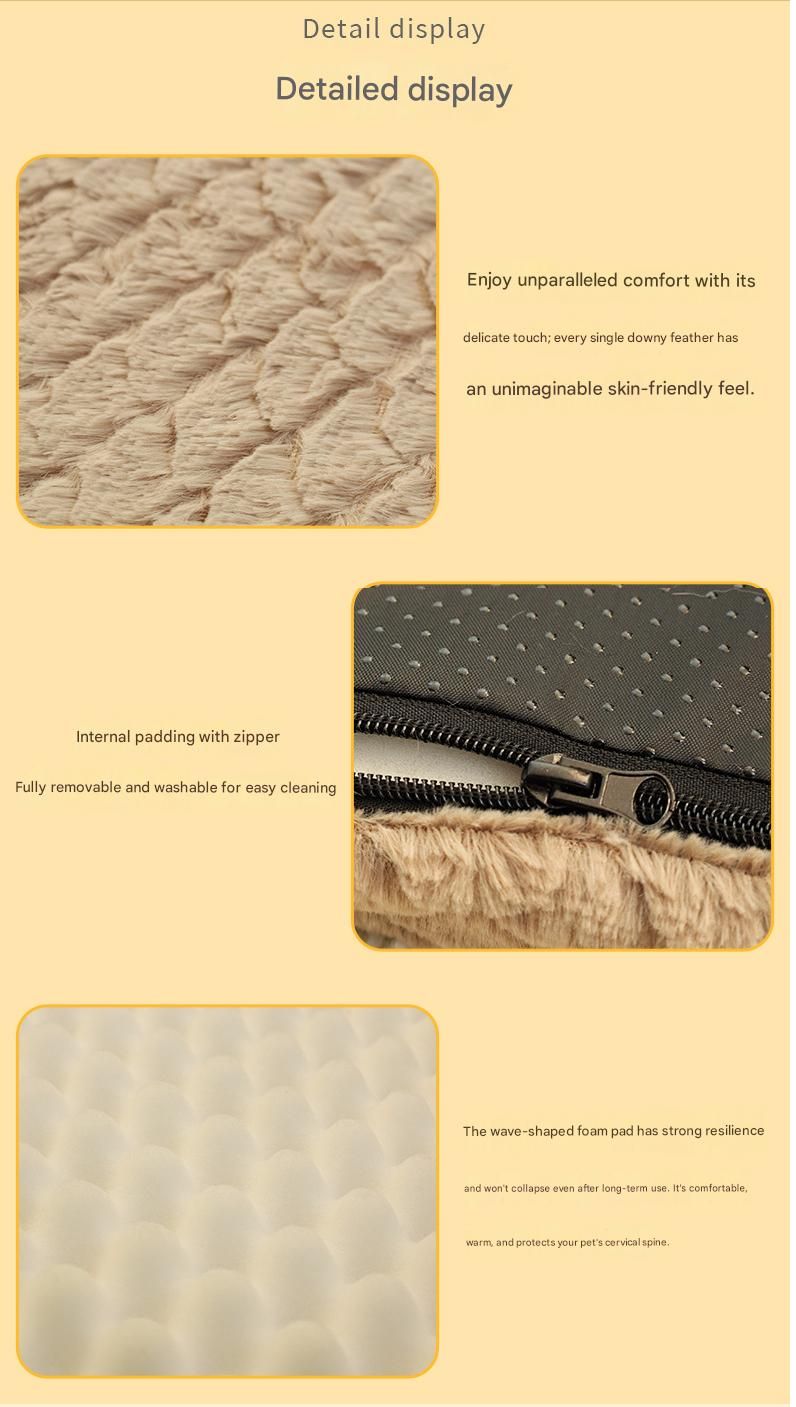 Silver-gray XL size Pet Dog Bed Mat - Plush Short Fur Cover with Wave Foam Padding - Washable Removable Cover, Non-Slip Base, Warm Winter Cushion for Dogs and Cats, Multiple Sizes - view 6