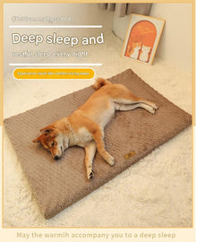 Silver-gray XXL size Pet Dog Bed Mat - Plush Short Fur Cover with Wave Foam Padding - Washable Removable Cover, Non-Slip Base, Warm Winter Cushion for Dogs and Cats, Multiple Sizes - view 2