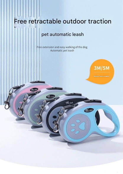 Pink Automatic Retractable Dog Leash - 5M Extendable Lead with One-Handed Brake Lock - ABS Casing, Ergonomic Grip, Tangle-Free Nylon Tape, Outdoor Walking Essential - view 2