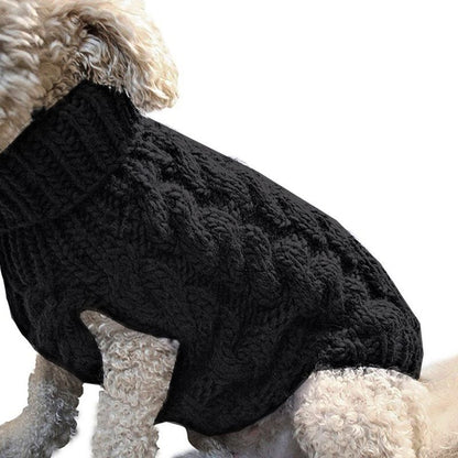 Black L size Cosy Cable Knit Dog Jumper - Warm Winter Pet Clothing, Soft High Neck Design, Small to Medium Dogs, Easy Wear Pullover Style, Ideal for Chilly Evenings and Outdoor Walks