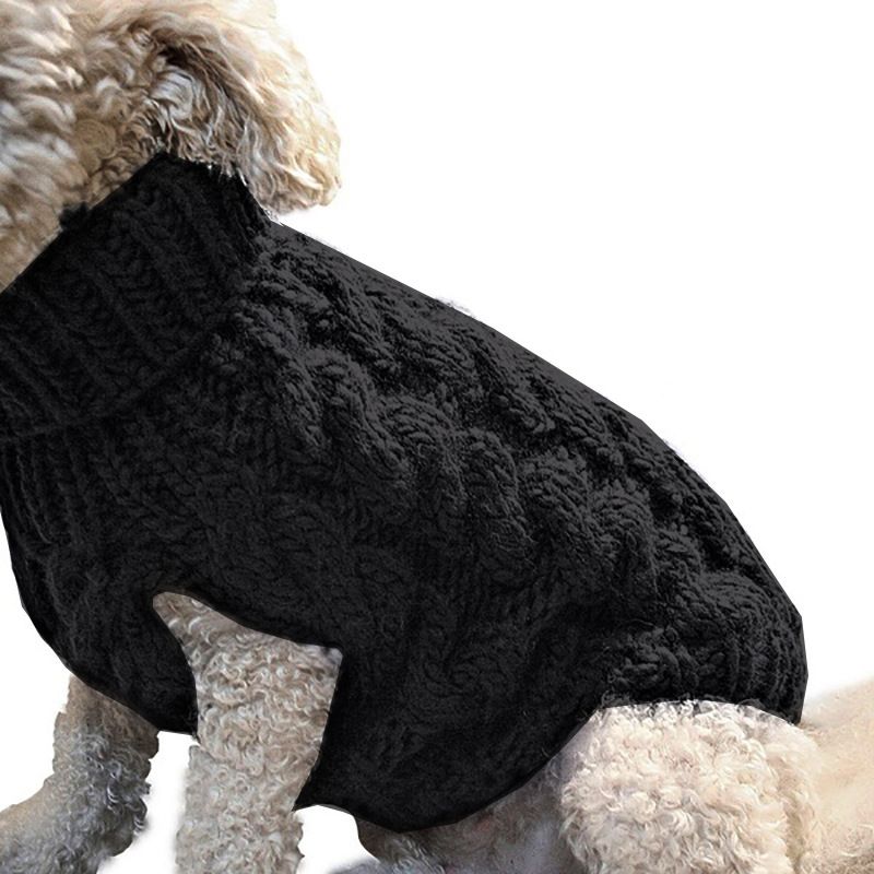 Black XL size Cosy Cable Knit Dog Jumper - Warm Winter Pet Clothing, Soft High Neck Design, Small to Medium Dogs, Easy Wear Pullover Style, Ideal for Chilly Evenings and Outdoor Walks