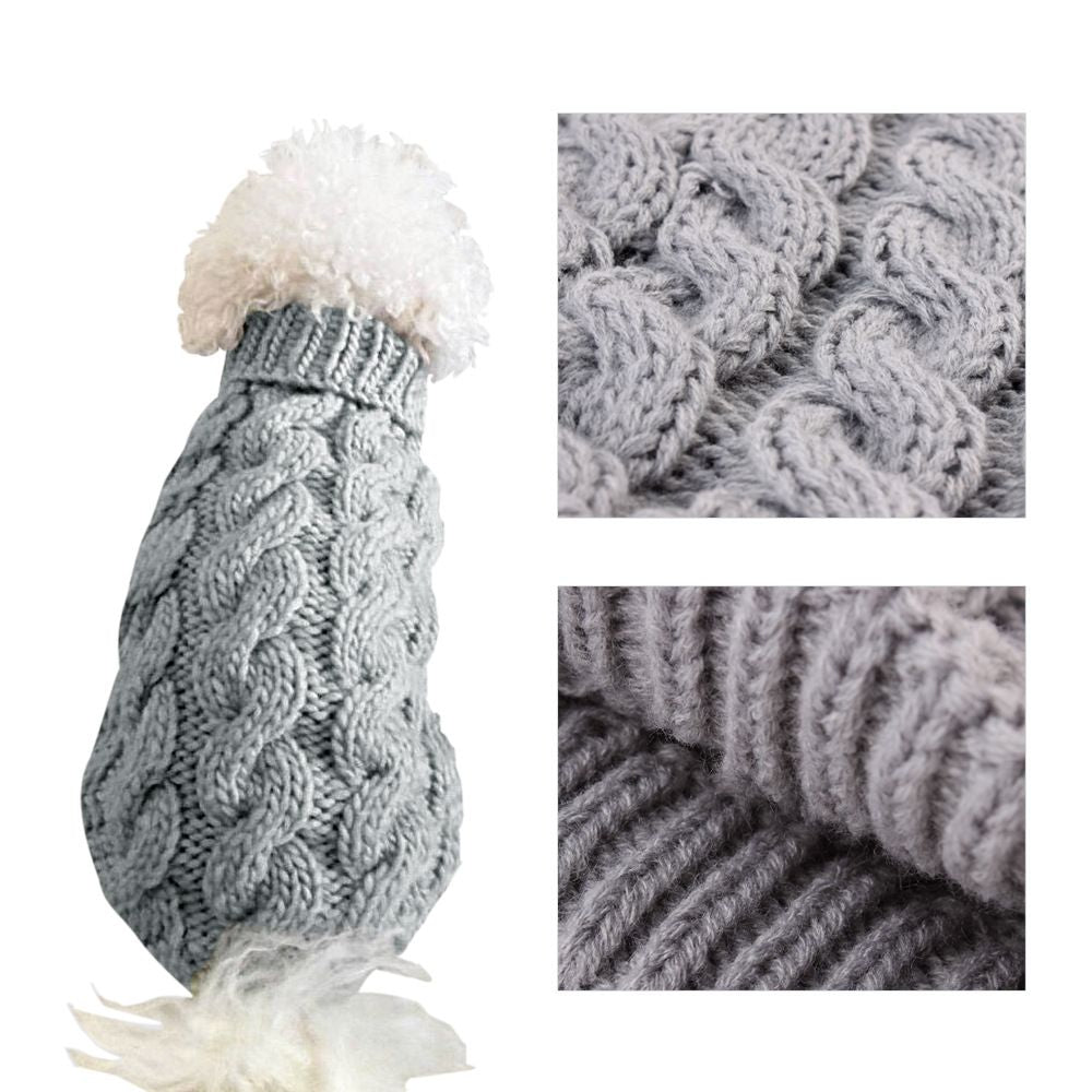 White L size Cosy Cable Knit Dog Jumper - Warm Winter Pet Clothing, Soft High Neck Design, Small to Medium Dogs, Easy Wear Pullover Style, Ideal for Chilly Evenings and Outdoor Walks - view 2