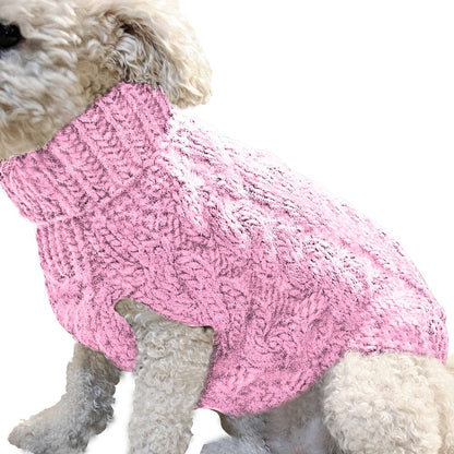 Pink XL size Cosy Cable Knit Dog Jumper - Warm Winter Pet Clothing, Soft High Neck Design, Small to Medium Dogs, Easy Wear Pullover Style, Ideal for Chilly Evenings and Outdoor Walks