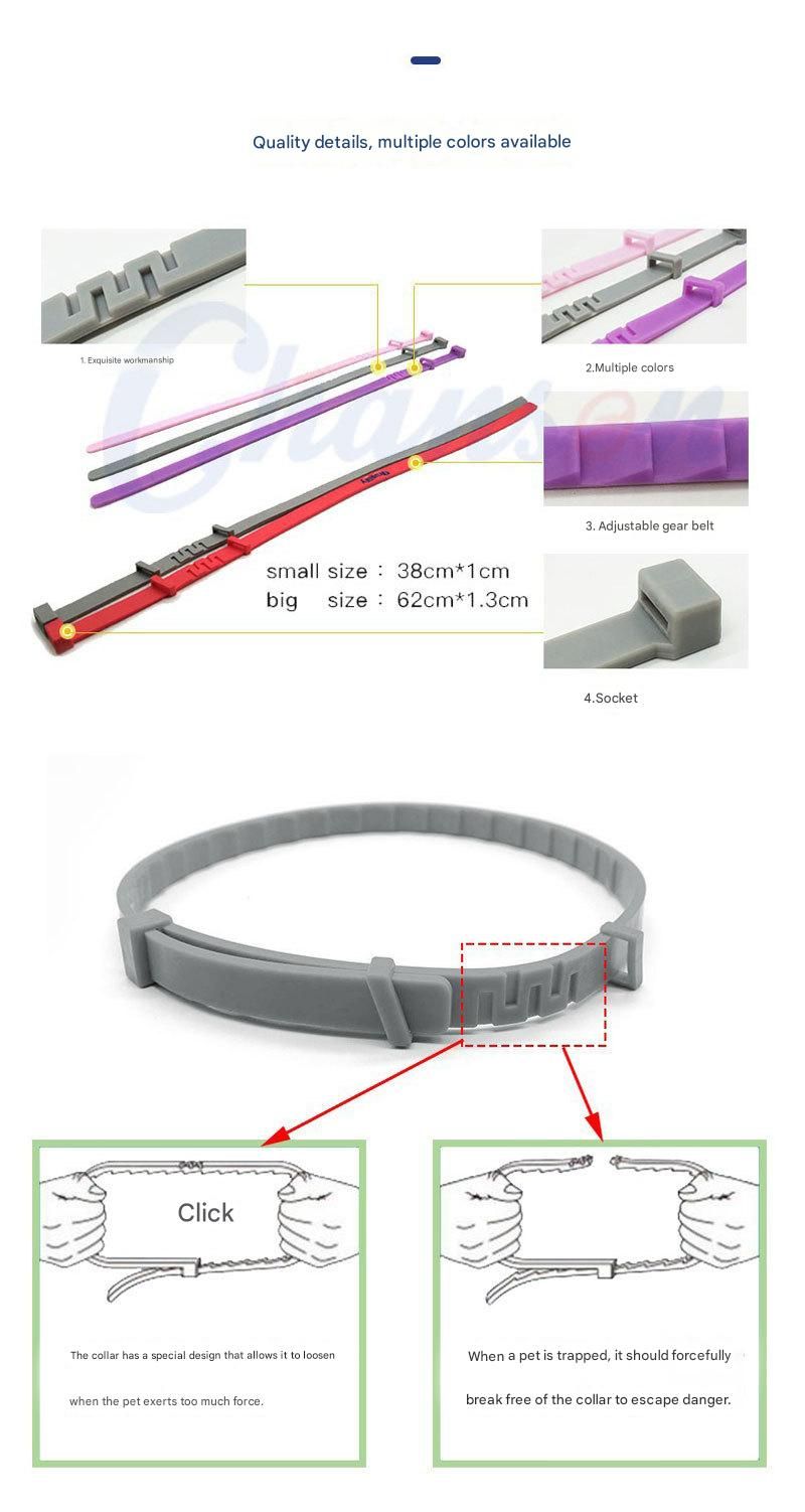 2-piece Grey 38cm Adjustable Flea and Tick Collar for Dogs and Cats - 8 Month Protection, Waterproof TPR Design with Safety Release - Repels Fleas, Ticks, and Mosquitoes for Small to Large Pets - view 5