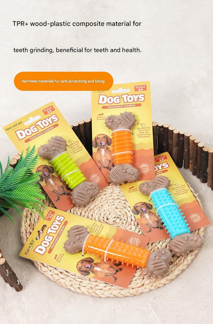Orange Polka Dot Pattern Durable Dog Chew Toy - TPR Plastic Composite Bone for Small to Medium Dogs - Teeth Cleaning, Boredom Buster, Non-Toxic & Bite-Resistant Design for Puppies and Adult Dogs - view 2