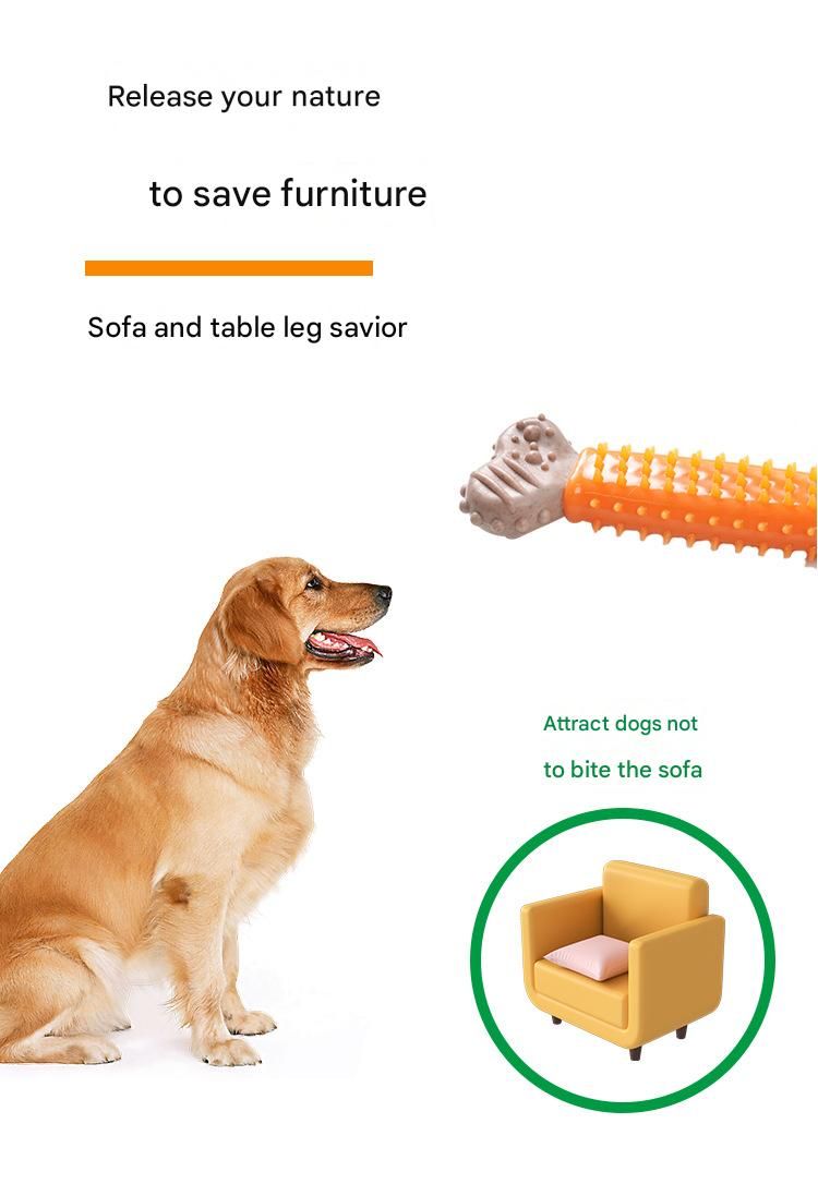 Orange Polka Dot Pattern Durable Dog Chew Toy - TPR Plastic Composite Bone for Small to Medium Dogs - Teeth Cleaning, Boredom Buster, Non-Toxic & Bite-Resistant Design for Puppies and Adult Dogs - view 4