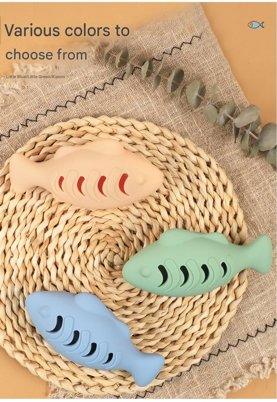 2-piece Blue Fish-Shaped Silicone Cat Toy and Catnip– 3-in-1 Interactive & Self-Entertaining Toy with Catnip/Cat food, Dental Care & Hairball Relief – BPA-Free, Food-Grade Safety - view 9