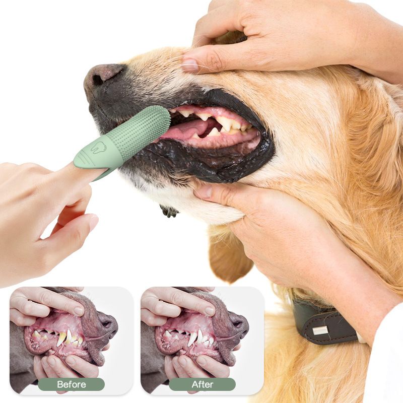 Yellow Silicone Pet Finger Toothbrush for Cats and Dogs - Soft Dental Care Brush for Teeth Cleaning, Plaque Removal, and Oral Hygiene - Ideal for Small, Medium, and Large Breeds - view 3