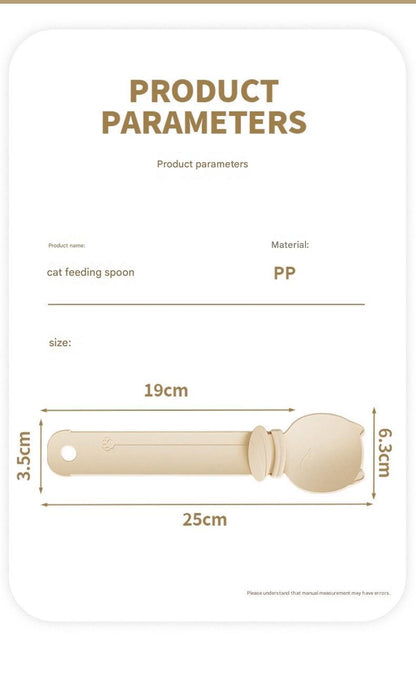 Beige Cat Treat Spoon for Wet Food & Paste - Extra-Long PP Handle, Food-Grade Squeeze Feeder with Anti-Spill Bowl, Easy One-Handed Operation for Cats - view 9