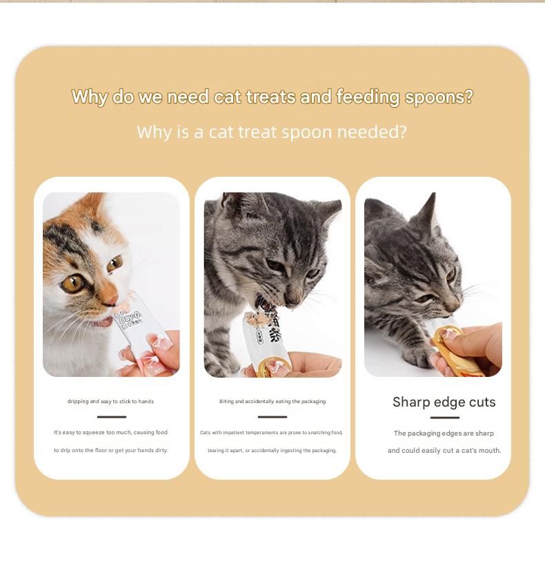 Green Cat Treat Spoon for Wet Food & Paste - Extra-Long PP Handle, Food-Grade Squeeze Feeder with Anti-Spill Bowl, Easy One-Handed Operation for Cats - view 3