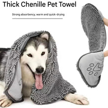 2-piece Yellow and Blue Chenille Pet Drying Towel with Dual Hand Pockets - Ultra Absorbent, Quick Dry, Soft Microfiber, Durable Stitching - for Dogs and Cats Bathing, Grooming, Travel - view 2