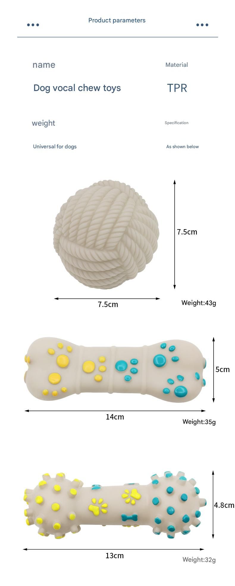 Yellow and Blue Spiked ring barbell Durable TPR Dog Chew Toys Set - for Teeth Cleaning - Non-Toxic, Bite-Resistant, Easy Clean - Interactive Play for Medium to Large Dogs - view 4