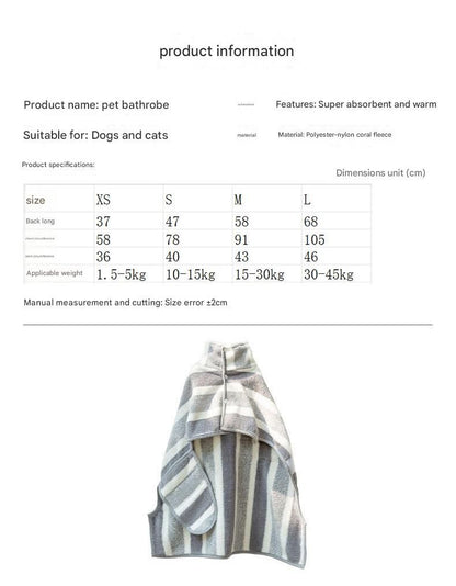 Grey and White XS Size Super Absorbent Dog Bathrobe – Quick-Dry Coral Fleece Pet Towel with Snaps & Adjustable Belly Strap | Wearable Drying Coat for Small Medium Large Dogs & Cats After Bath, Swim, Rain - view 3