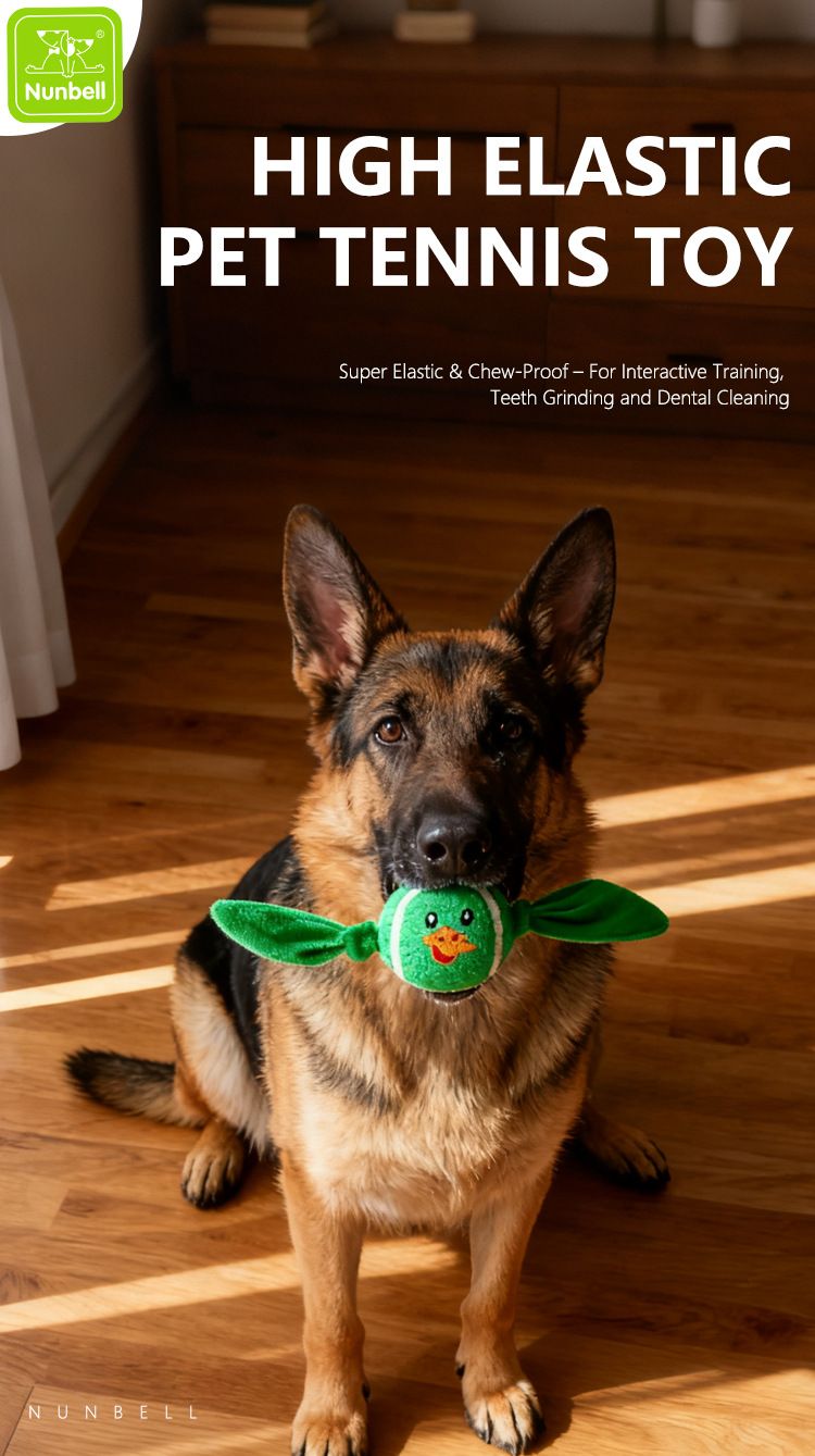 3-Piece Set High Elastic Pet Tennis Toy - Chew-Resistant Dog Ball with Plush Animal Designs for Interactive Play, Teeth Grinding & Dental Cleaning, Synthetic Fiber & Rubber, 80g Lightweight, Ideal for Small to Large Dogs-Designs: Duck and Owl and - view 2