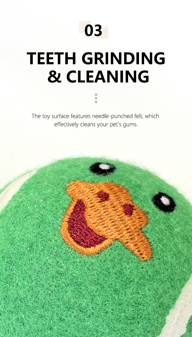 3-Piece Set High Elastic Pet Tennis Toy - Chew-Resistant Dog Ball with Plush Animal Designs for Interactive Play, Teeth Grinding & Dental Cleaning, Synthetic Fiber & Rubber, 80g Lightweight, Ideal for Small to Large Dogs-Designs: Duck and Owl and - view 6