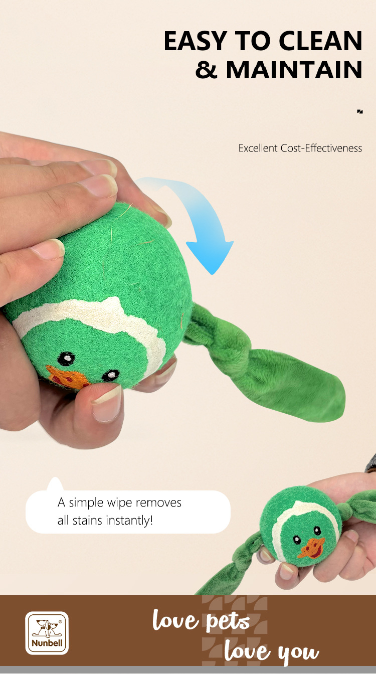 3-Piece Set High Elastic Pet Tennis Toy - Chew-Resistant Dog Ball with Plush Animal Designs for Interactive Play, Teeth Grinding & Dental Cleaning, Synthetic Fiber & Rubber, 80g Lightweight, Ideal for Small to Large Dogs-Designs: Duck and Owl and - view 8