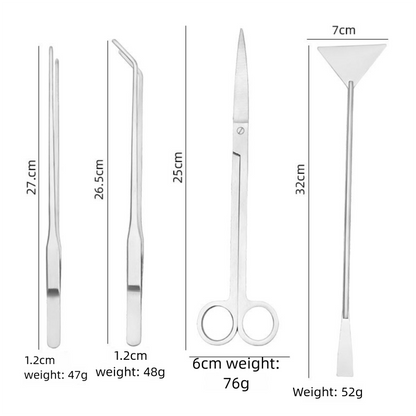 Black Stainless Steel Aquarium Cleaning Tool Kit - 5 Piece Fish Tank Maintenance Set with Tweezers Scissors Algae Scraper Spatula - view 8