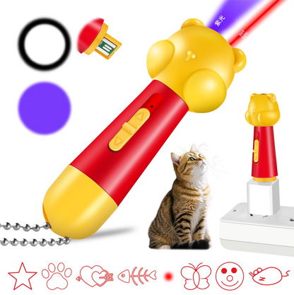 Yellow Bear Laser Cat Toy Set - 2 Piece USB Rechargeable Multi Pattern Laser Pointer with UV and White Light for Cats - view 4