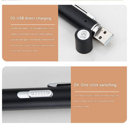 Black Metal Laser Cat Toy Pen Set - 2 Piece USB Rechargeable 3-in-1 Laser Pointer with UV Light and LED Torch in Gift Tin Box - view 5