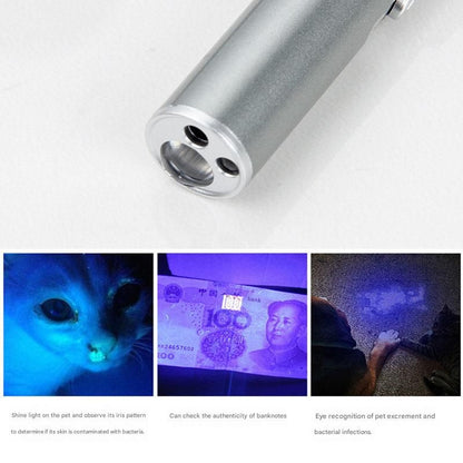 Grey Metal Laser Cat Toy Pen Set - 2 Piece USB Rechargeable 3-in-1 Laser Pointer with UV Light and LED Torch in Gift Tin Box - view 6