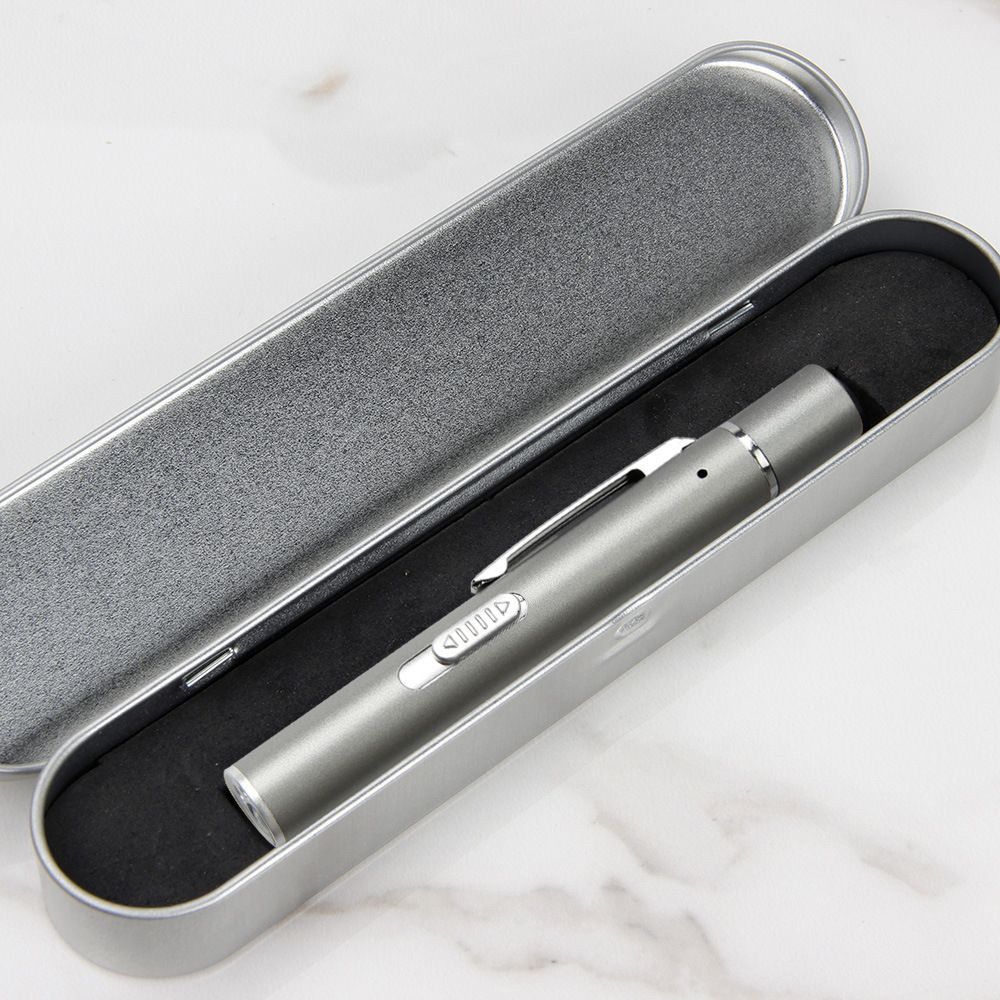 Grey and black Metal Laser Cat Toy Pen Set - 2 Piece USB Rechargeable 3-in-1 Laser Pointer with UV Light and LED Torch in Gift Tin Box - view 2