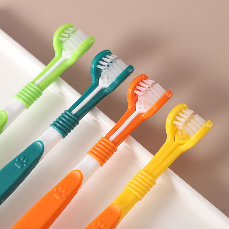 3-Sided Pet Toothbrush 4-Pack - Soft Bristle Dog Cat Dental Care Brush Set - view 2