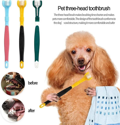 3-Sided Pet Toothbrush 4-Pack - Soft Bristle Dog Cat Dental Care Brush Set - view 5