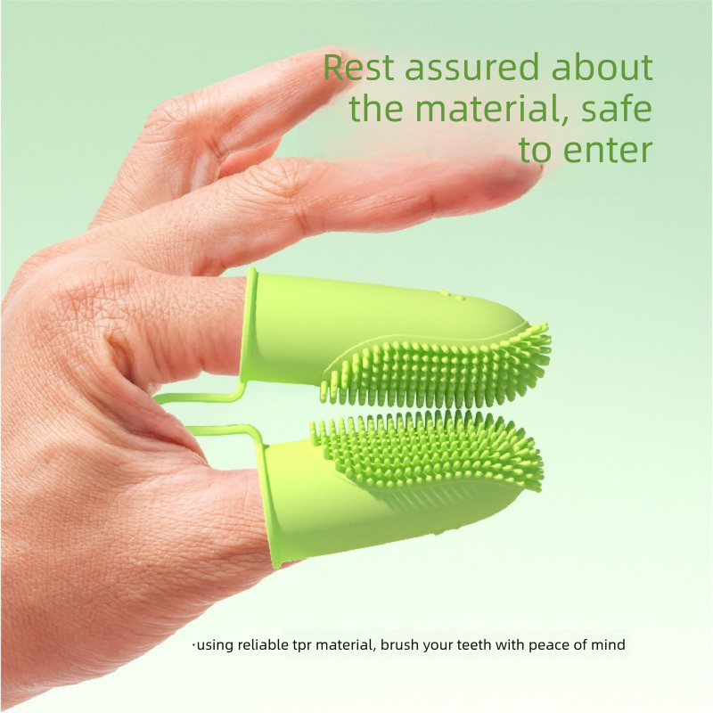 5-Pack Pink Double Finger Pet Toothbrush - Soft TPR Dog Cat Dental Finger Brush Set - view 2