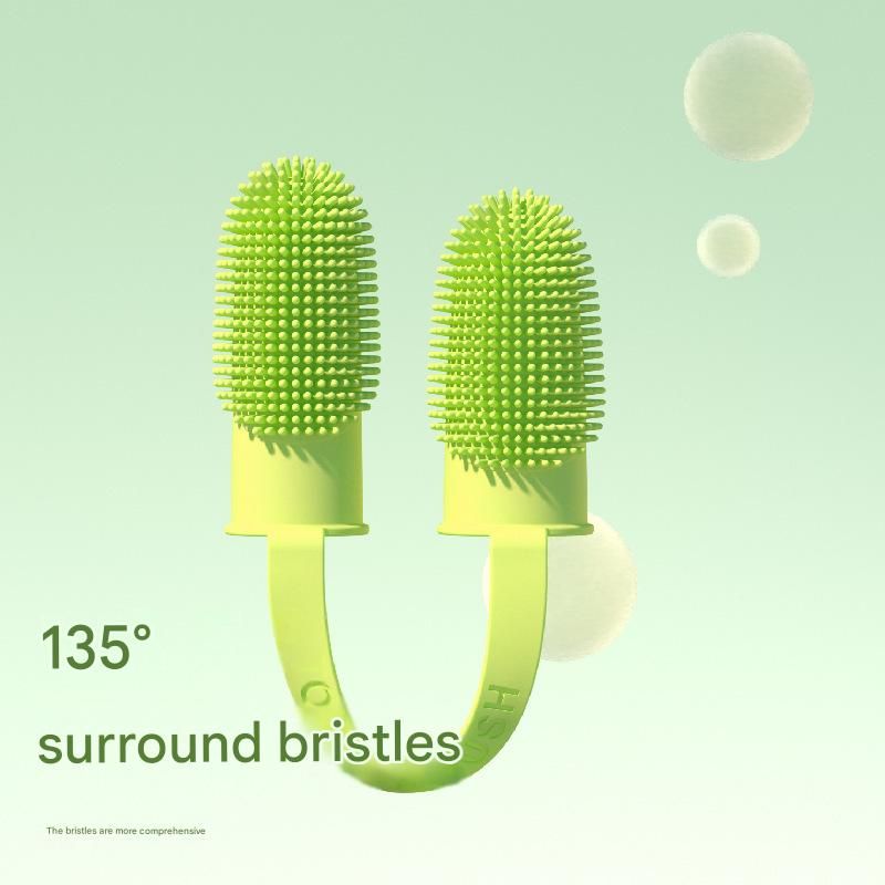 5-Pack Green Double Finger Pet Toothbrush - Soft TPR Dog Cat Dental Finger Brush Set - view 5