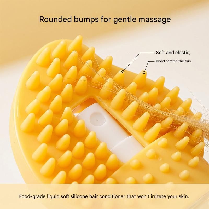 Grey Pet Shampoo Brush Silicone Foaming Massage Comb Dog Cat Bathing Grooming Tool - view 4