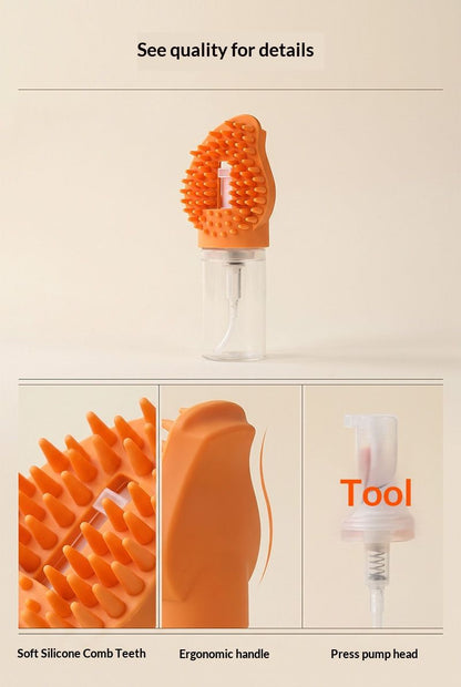 Grey Pet Shampoo Brush Silicone Foaming Massage Comb Dog Cat Bathing Grooming Tool - view 6