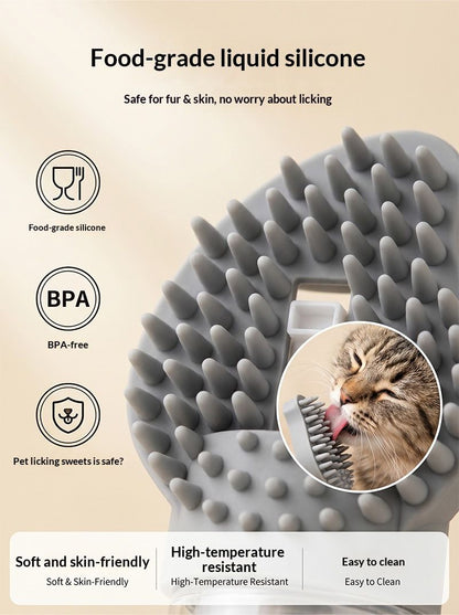 Grey Pet Shampoo Brush Silicone Foaming Massage Comb Dog Cat Bathing Grooming Tool - view 7