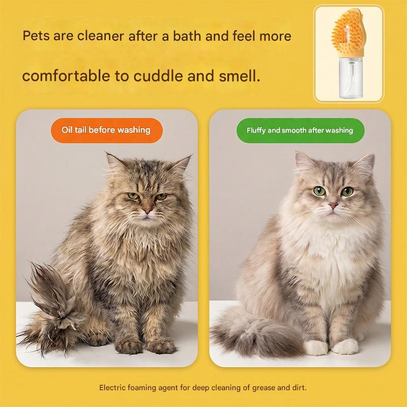Orange Pet Shampoo Brush Silicone Foaming Massage Comb Dog Cat Bathing Grooming Tool - view 3