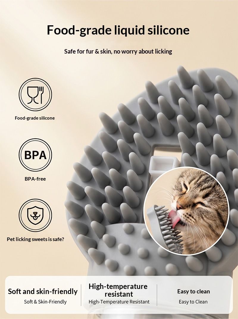 Orange Pet Shampoo Brush Silicone Foaming Massage Comb Dog Cat Bathing Grooming Tool - view 7
