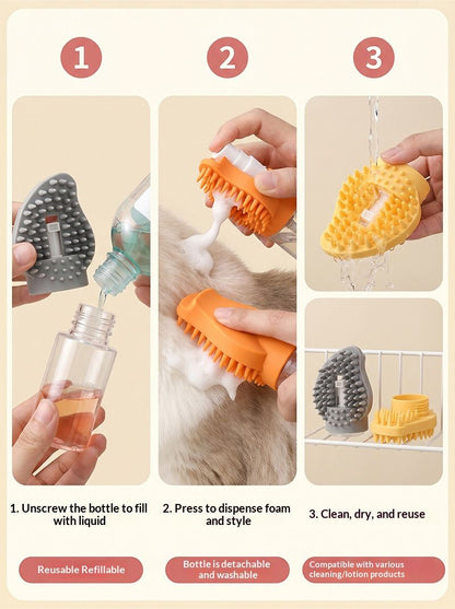 Yellow Pet Shampoo Brush Silicone Foaming Massage Comb Dog Cat Bathing Grooming Tool - view 9
