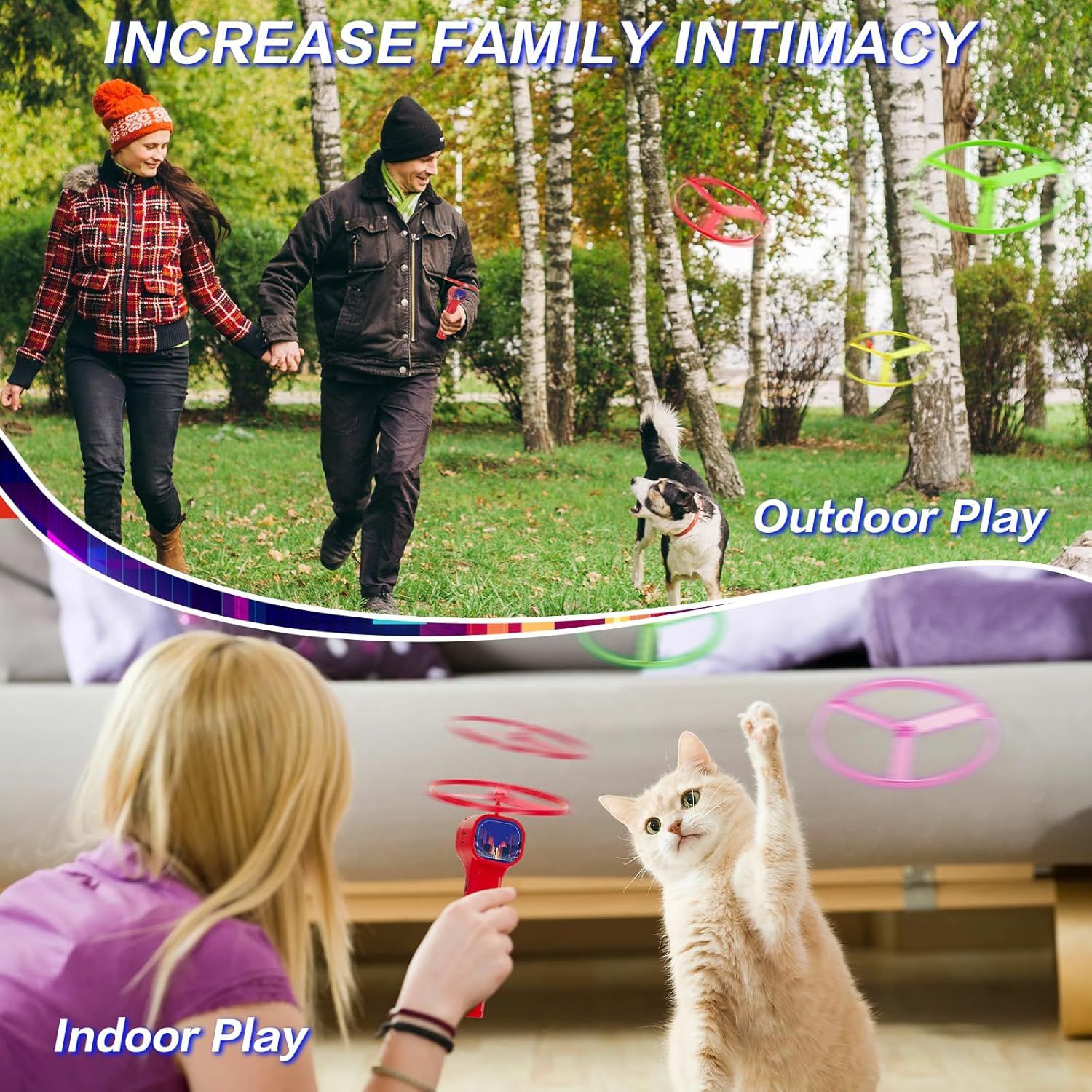 Green LED Light Up Flying Disc Cat Toy Interactive UFO Launcher with Replacement Discs - view 4