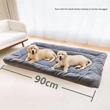 Grey Large Plush Dog Bed - Extra Thick Winter Warmth, Machine Washable & Non-Slip Pet Mat for Large Dogs (90cm)