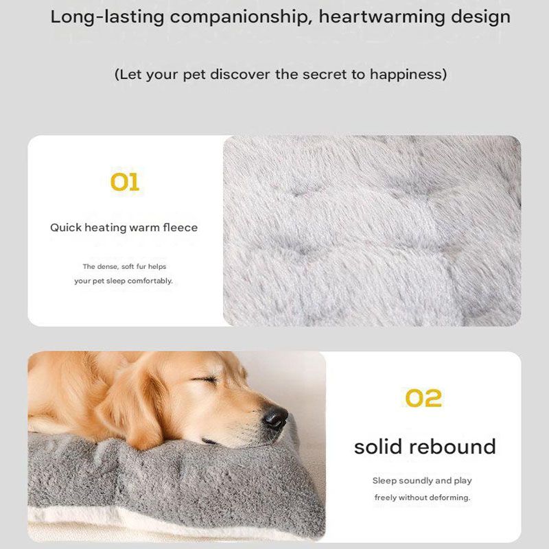Grey Large Plush Dog Bed - Extra Thick Winter Warmth, Machine Washable & Non-Slip Pet Mat for Large Dogs (90cm) - view 4