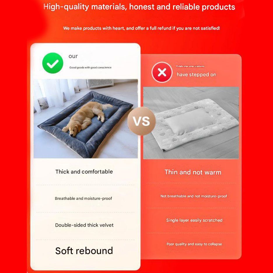 Grey Large Plush Dog Bed - Extra Thick Winter Warmth, Machine Washable & Non-Slip Pet Mat for Large Dogs (90cm) - view 7