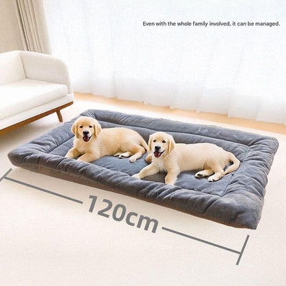 Grey Large Plush Dog Bed - Extra Thick Winter Warmth, Machine Washable & Non-Slip Pet Mat for Large Dogs (60cm) - view 6