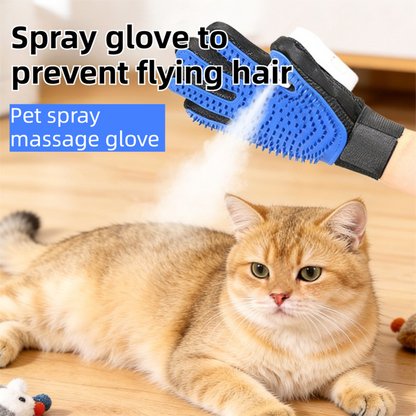 Black Blue Pet Grooming Spray Glove with Black Detachable Typec Mister - TPR Soft Deshedding & Massage Brush Glove for Cats and Dogs, Anti Static Spray to Reduce Flying Fur and Easy to Clean - view 2